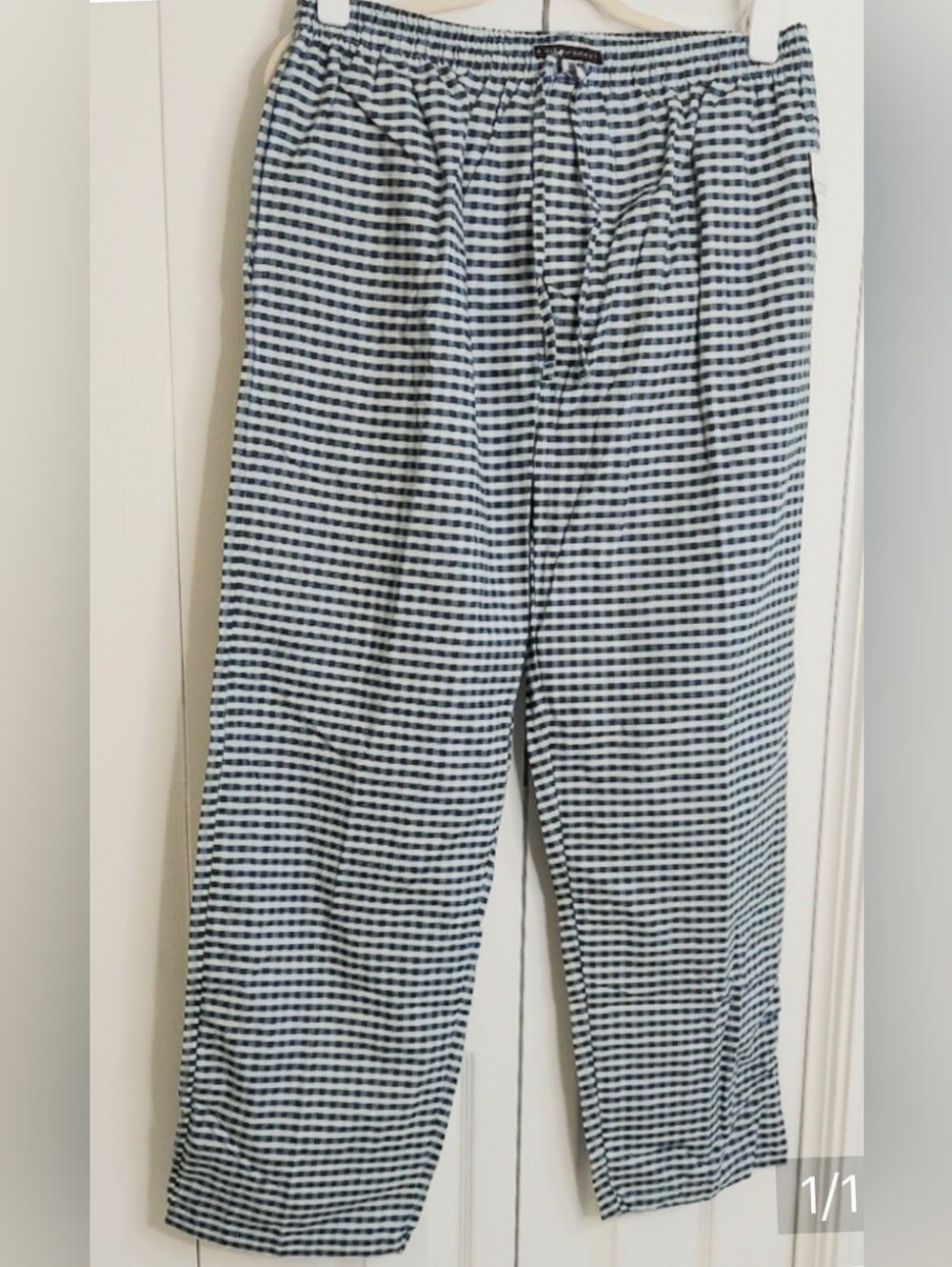 Andrew Scott Pants, Size Large, Cotton, Blue Print, Pockets